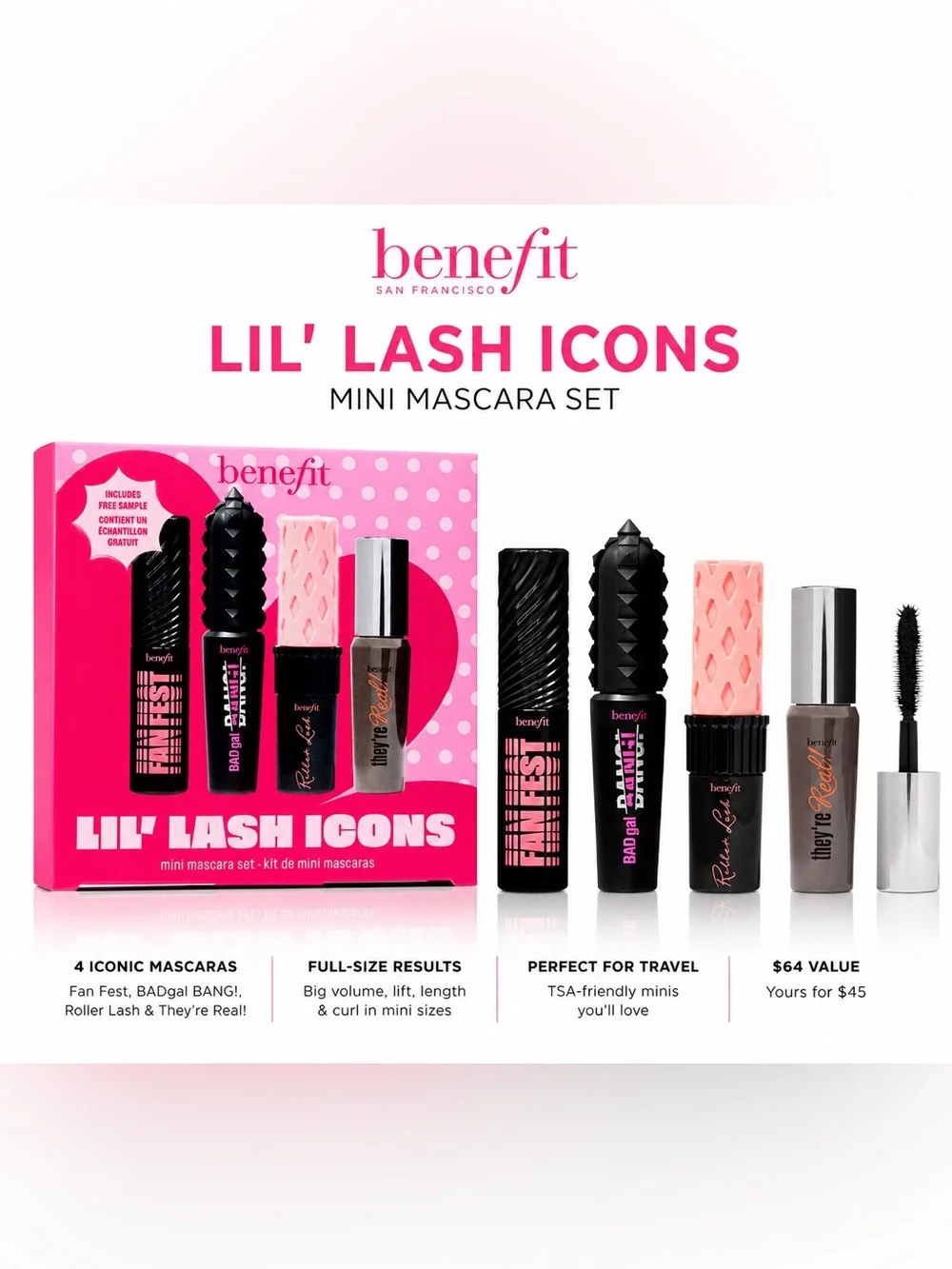 Benefit Mini Mascara Bundle 4 Pc New Travel Size Set